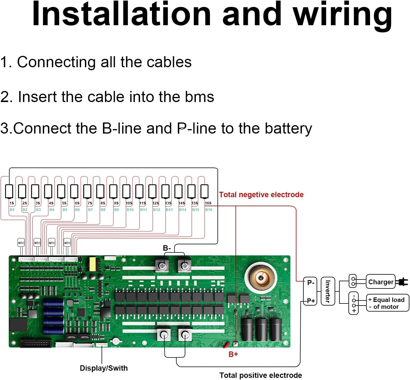 BMS 8S-16S 24V-48V 100A/150A Sistema de armazenamento de energia doméstica BMS 1A/2A Balance ativo Bluetooth integrado com RS485 CAN para sistema solar