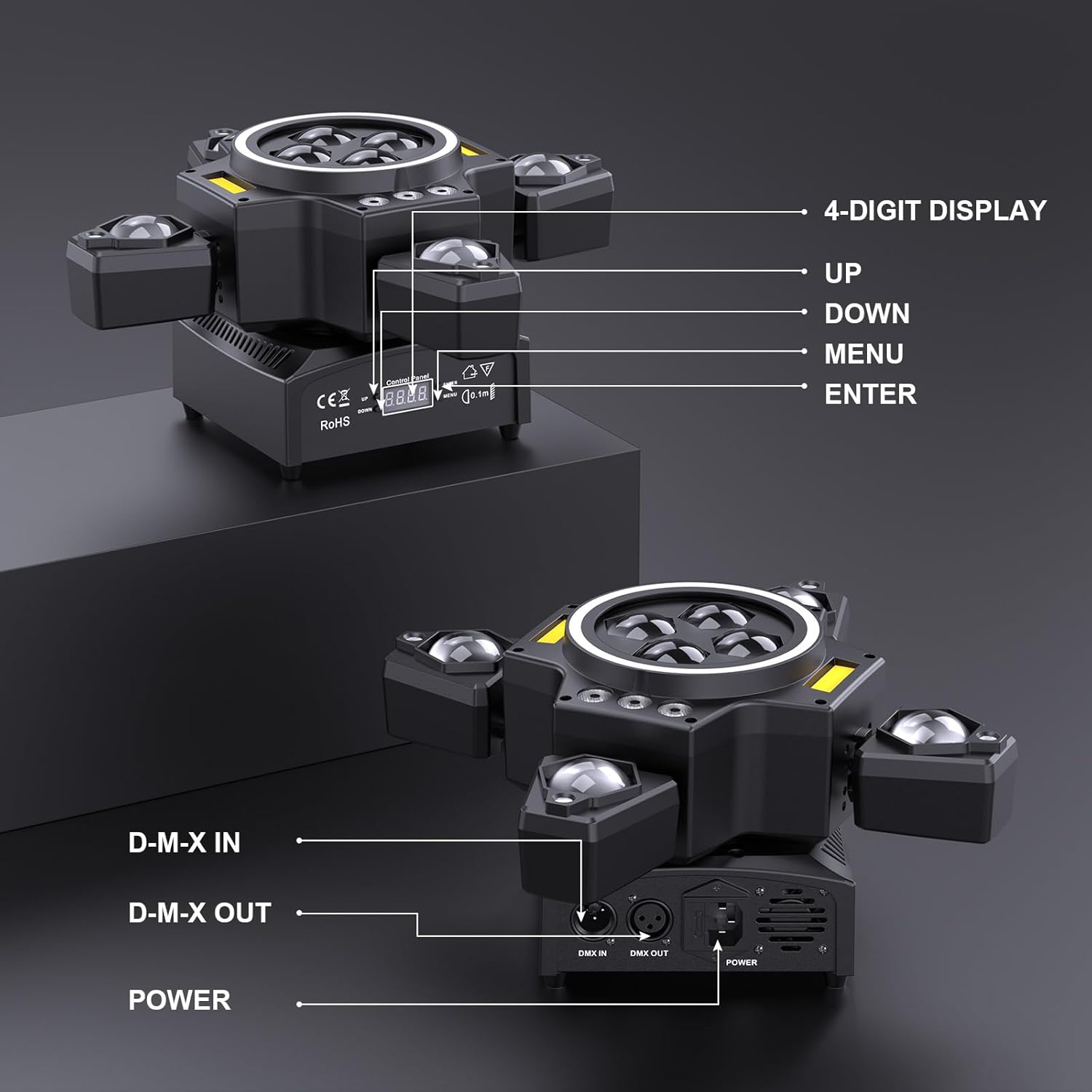120W lavavalo 4-in-1 RGBW moving head -efekti, laservalo, heijastin, juhlavalaisin kaukosäätimellä Discoon, DJ:lle, baariin, syntymäpäiväjuhliin