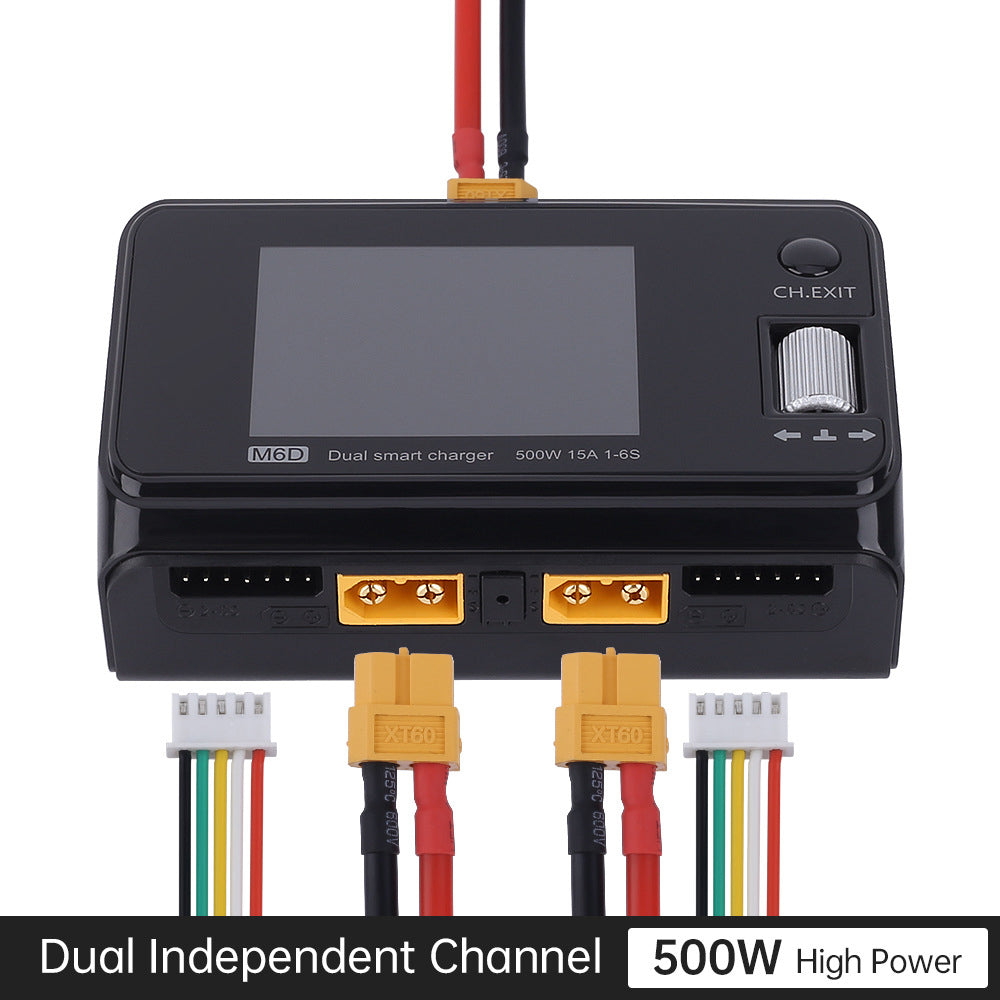 M6D 500W 25A DC Dual-Channel Intelligent Balance-Lade- og Entladegerät til 1-6S LiPo/LiHV/LiFe/LiIon, 1-16S NiMH, 1-10S PB-batterier