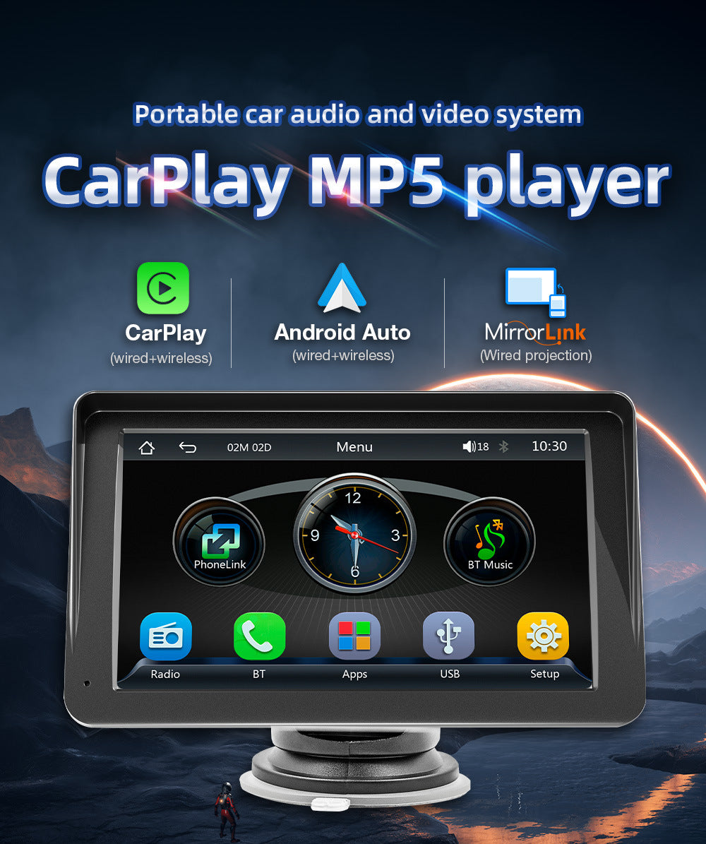 NOEIFEVO B70 7 אינץ' CarPlay אלחוטי, Android Auto ו-MirrorLink – מסך HD IPS עם מגע, אודיו Bluetooth, סירי, ניווט GPS – תצוגת רכב לכל הרכבים