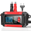 Caricabatterie e tester per auto 2 in 1, caricabatterie da 12V per batterie al piombo, AGM e LiFePO4, caricatore per veicoli, tester intelligente per batterie per auto, camion, motociclette e tosaerba.