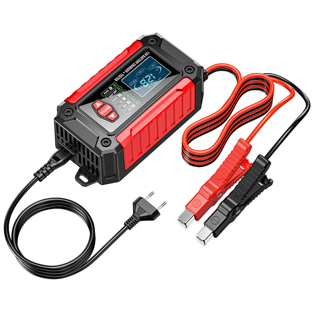 Carregador e testador de bateria automotiva 2 em 1, carregador de bateria 12V para chumbo-ácido, AGM e LiFePO4, carregador veicular, testador inteligente de bateria para carros, caminhões, motocicletas e cortadores de grama