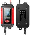 Carregador e testador de bateria automotiva 2 em 1, carregador de bateria 12V para chumbo-ácido, AGM e LiFePO4, carregador veicular, testador inteligente de bateria para carros, caminhões, motocicletas e cortadores de grama