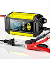 Carregador e testador de bateria automotiva 2 em 1, carregador de bateria 12V para chumbo-ácido, AGM e LiFePO4, carregador veicular, testador inteligente de bateria para carros, caminhões, motocicletas e cortadores de grama