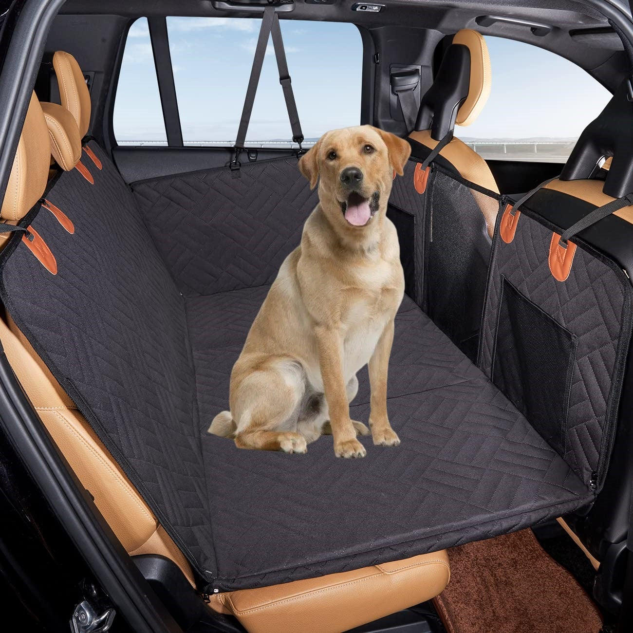 NOEIFEVO CA05 Coperta per cani per sedile posteriore dell'auto con fondo rigido, sedile posteriore con protezione laterale e finestra di visualizzazione, coperta per auto per cani antigraffio e idrorepellente, tappetino per cani, sedile posteriore