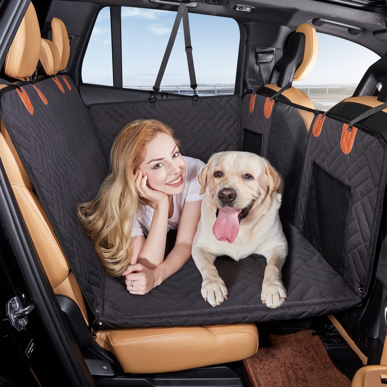 NOEIFEVO CA05 Manta para cachorro para banco traseiro de carro com fundo rígido, banco traseiro com proteção lateral e janela de visualização, manta para carro resistente a arranhões e repelente de água, tapete para cachorro, banco traseiro