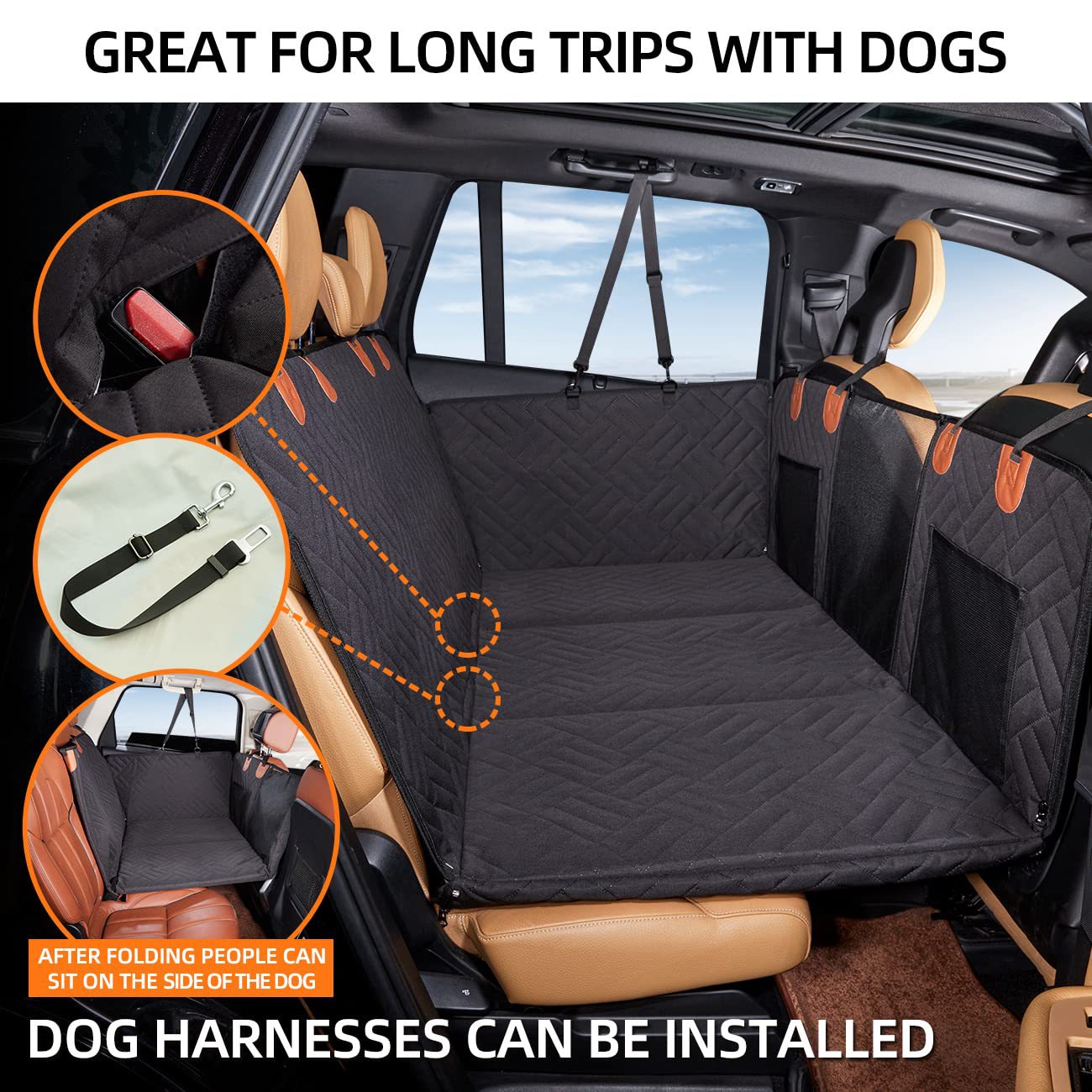 NOEIFEVO CA05 Manta para cachorro para banco traseiro de carro com fundo rígido, banco traseiro com proteção lateral e janela de visualização, manta para carro resistente a arranhões e repelente de água, tapete para cachorro, banco traseiro