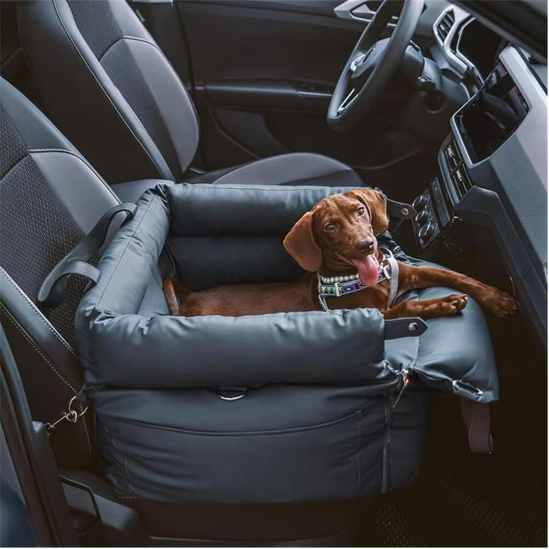 NOEIFEVO Leder-Auto-Hundebett für kleine und mittelgroße Hunde bis 17 kg, wasserdichter, waschbarer erhöhter Sitz für Reisen und den Heimgebrauch, tragbar und sicher
