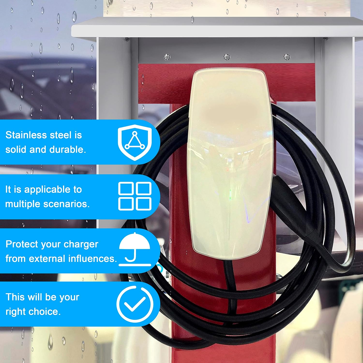 NOEIFEVO EV nabíjačka Wallbox Weather Cover Kryt proti dažďu pre nabíjaciu stanicu elektrického auta Kryt z nehrdzavejúcej ocele odolný voči poveternostným vplyvom (40 x 30 x 39 cm)