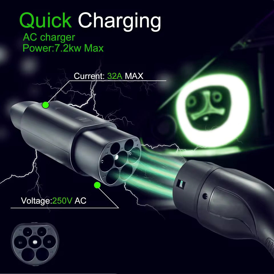 Adaptador NOEIFEVO Tipo 2 para Tesla, AC 7,2 kW 32A 220V, compatible con Tesla Model S/X/3, para cargadores AC Tipo 2 de vehículos eléctricos para cargar vehículos Tesla