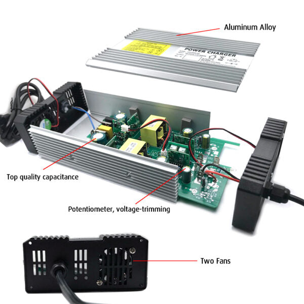 NOEIFEVO 84V 5A litio de Cargador para batería de iones de litio para scooter de bicicleta eléctrica 20S 72V, XLR/XT60/DC5.5/3P LP-16