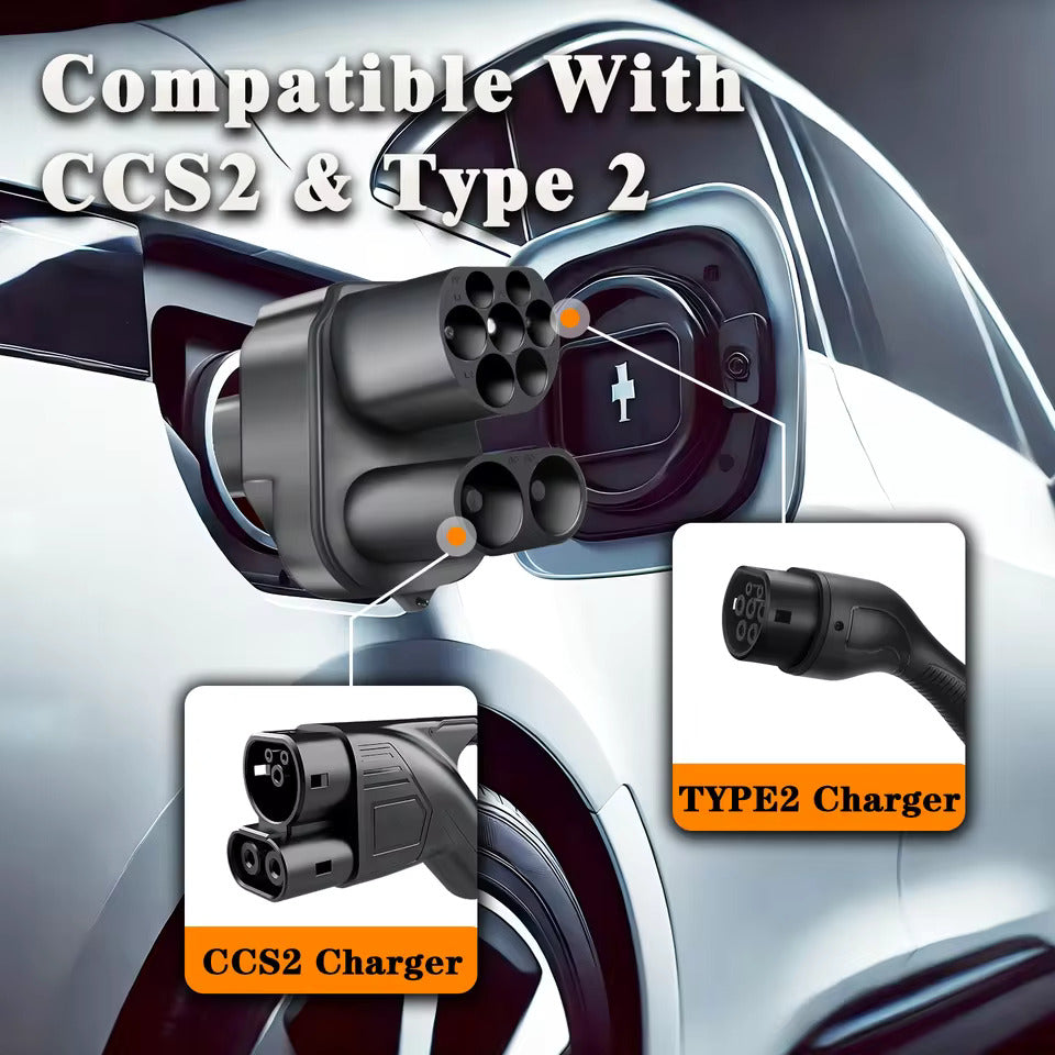 NOEIFEVO CCS2 a Typ 2 na Tesla NACS EV nabíjecí adaptér, AC 32A DC 400A, kompatibilní s Tesla Model 3/X/Y, vyrobeno v USA, CCS2 kombinovaný adaptér, podporuje CCS2 a Typ 2 nabíječky