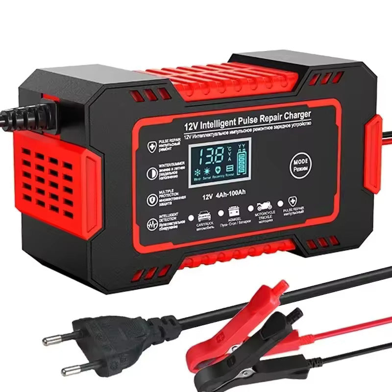 Carregador de Bateria de Carro 12V 6A, Carregador de Reparo por Impulso com Tela LCD, para todas as Baterias de Chumbo-Ácido 12V e Baterias de Partida