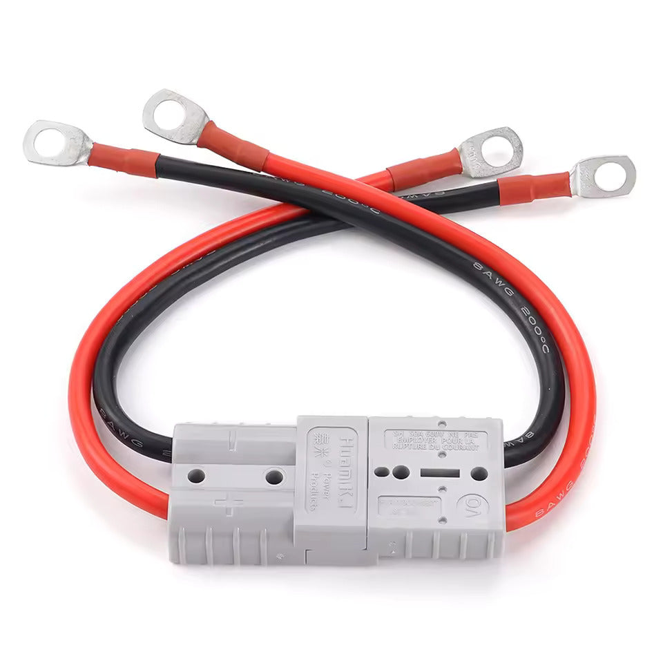 50A 600V vysokoproudové připojení, Anderson 50A na M8 rychlé bateriové připojení, 8 AWG 20 cm elektrický kabel pro LiFePO4 baterii golfový vozík vysokozdvižný vozík