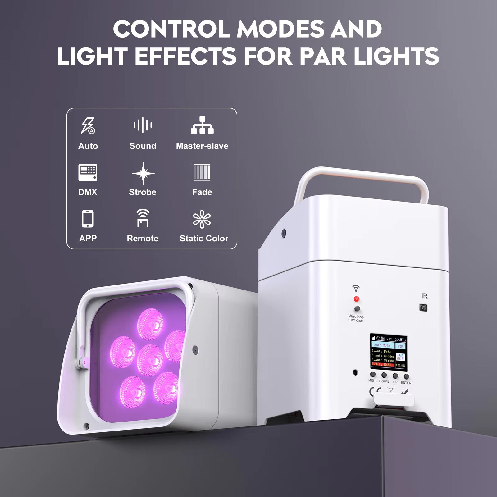 4 Stück RGBWA+UV LED Par Scheinwerfer Partybeleuchtung mit Tasche 6x18W DMX Bühnenbeleuchtung Wiederaufladbar Eingebauter Akku Kabellose Par Leuchte Farblicht