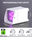 4 Stück RGBWA+UV LED Par Scheinwerfer Partybeleuchtung mit Tasche 6x18W DMX Bühnenbeleuchtung Wiederaufladbar Eingebauter Akku Kabellose Par Leuchte Farblicht