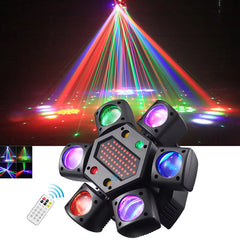 80W RGBW LED Moving Head Partylicht, 4-in-1 Mini Sechsarmiger Beam Strobe Effekt, DJ Bar Bühnenbeleuchtung mit Fernbedienung, DMX 512 Unterstützung