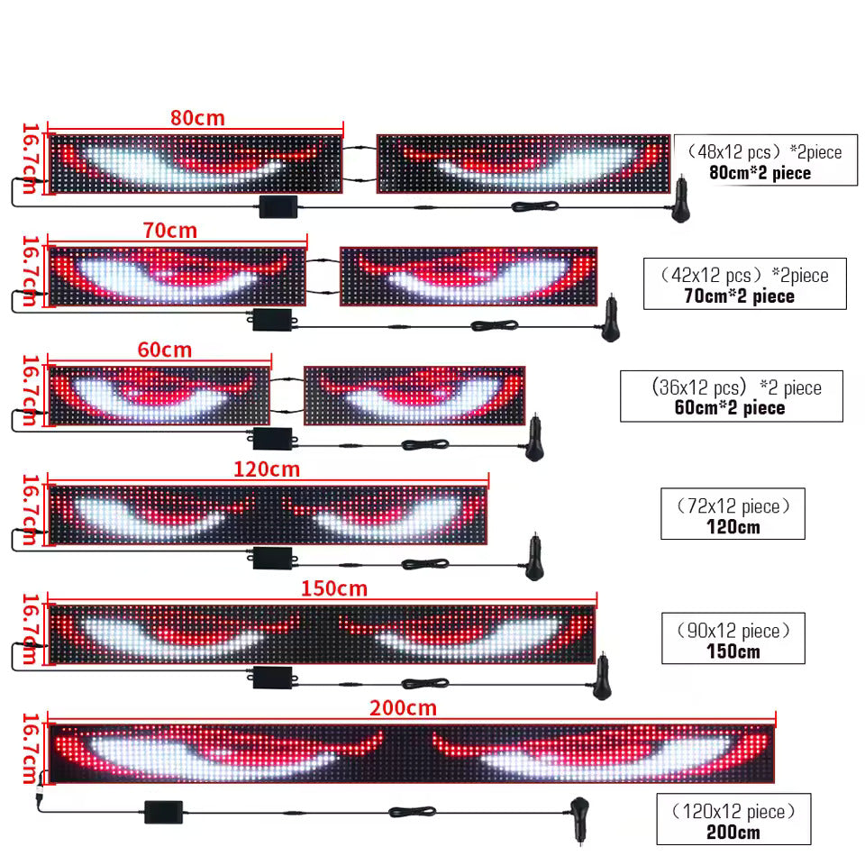 NOEIFEVO Devil Eyes-ljus för bilar – LED-ögon för lastbilar, programmerbar LED-display med rullande text, anpassningsbar ljusskylt för bilar och lastbilar – text, graffiti, smart app