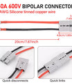 50A 600V vysokoproudové připojení, Anderson 50A na M8 rychlé bateriové připojení, 8 AWG 20 cm elektrický kabel pro LiFePO4 baterii golfový vozík vysokozdvižný vozík