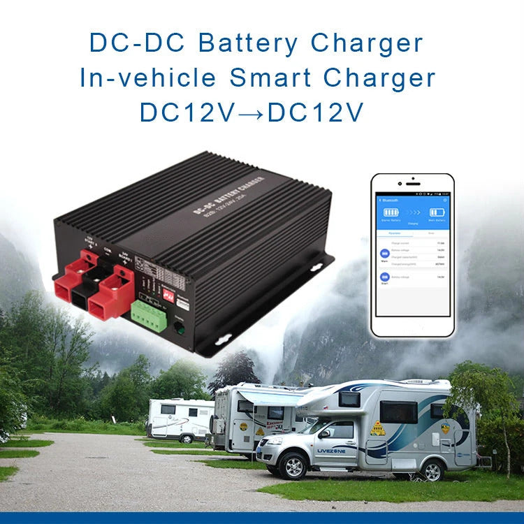 NOEIFEVO 12V 60A DC-DC Cargador de batería Booster para RV, Camper y Barco, para baterías de GEL AGM de ácido de plomo de litio LiFePO4, soporte Bluetooth