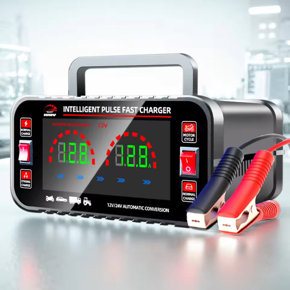 12 10A / 24V 5A Volledig automatische autobatterijlader Intelligente pulsreparatie autobatterijlader Motorfietsbatterijlader