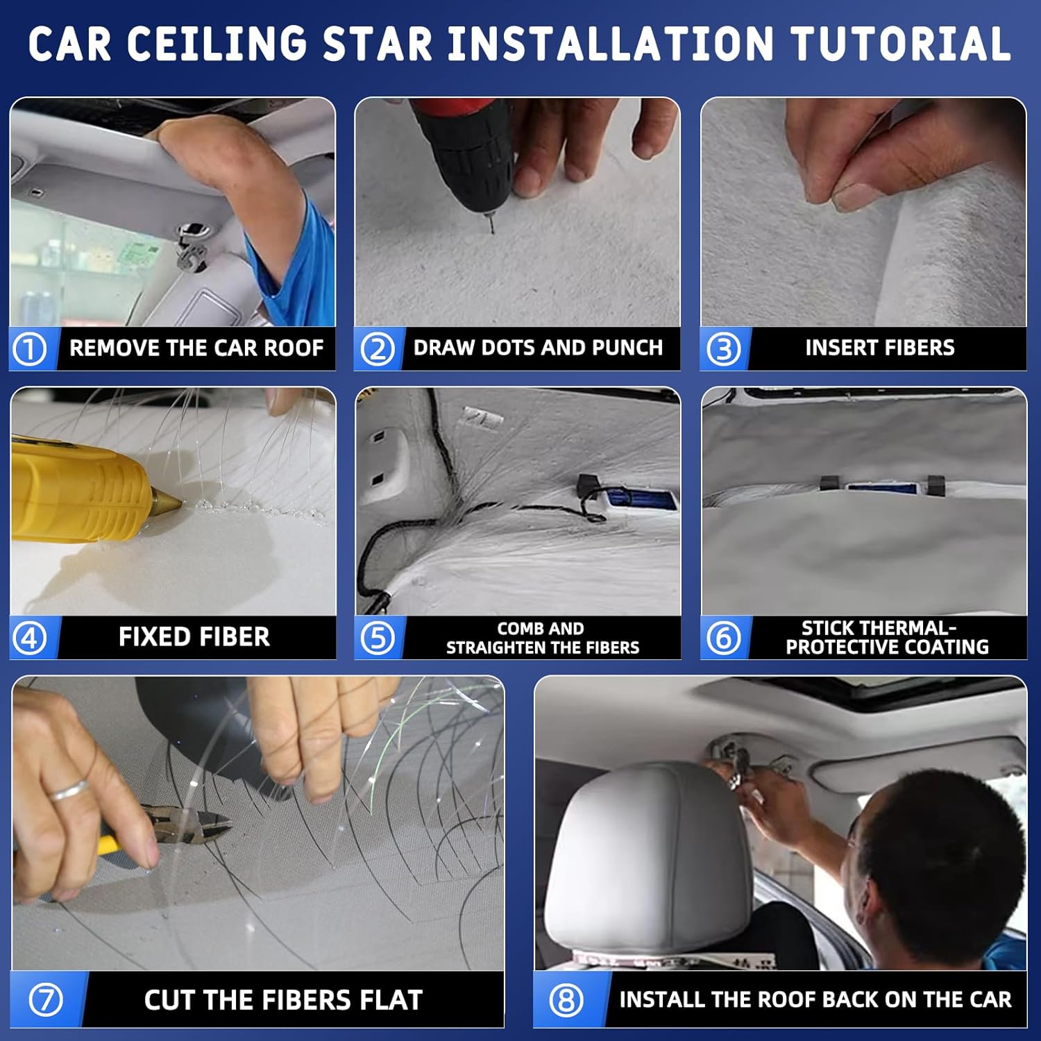 Iluminación de fibra óptica con cielo estrellado para coche/casa – Kit de cielo estrellado con control por app/control remoto y modo música, módulo de luz RGBW con cable de fibra óptica de 2m/3m [Clase de energía G]