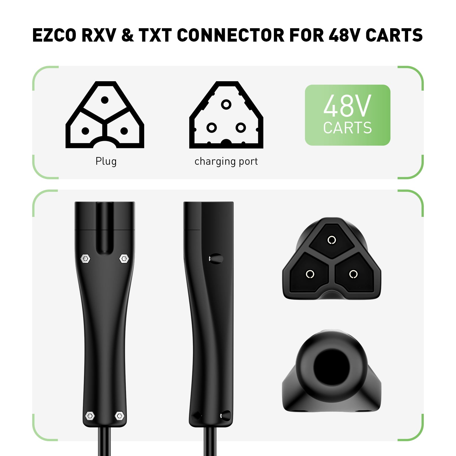 NOEIFEVO 48V 20A golfkar acculader met EZGO RXV & TXT-stekker voor loodzuuraccu's, AGM, gel