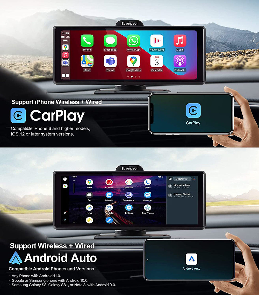 NOEIFEVO C200 מסך CarPlay בגודל 10.26 אינץ', רדיו רכב נייד תואם Apple CarPlay ו-Android Auto, מסך IPS מגע, מצלמת רכב 4K, מצלמת רוורס 1080P, סירי, ניווט GPS, בלוטות', MirrorLink, FM