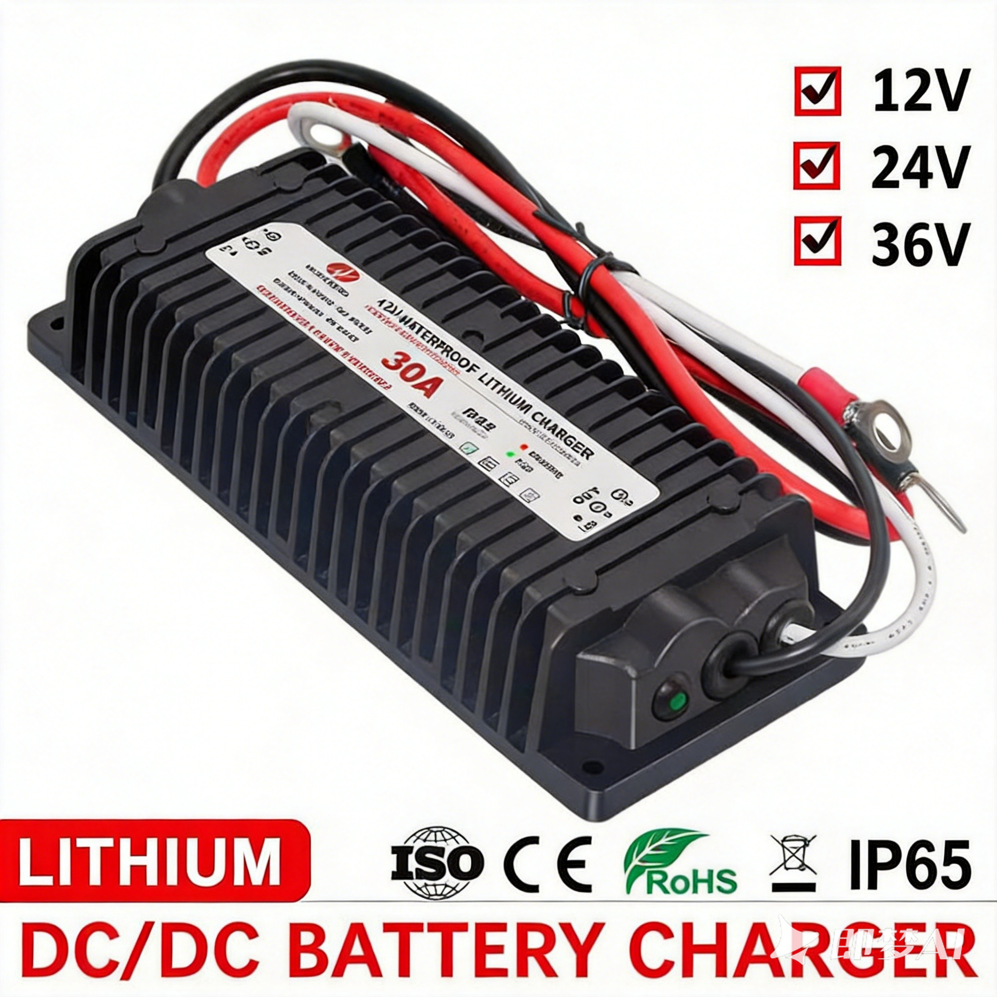 NOEIFEVO Vandtæt DC 10-36V til 14,6V 29,2V 43,8V LiFePO4 lithium-batterioplader til autocampere, både, biler og dual-batteri-energilagringssystemer