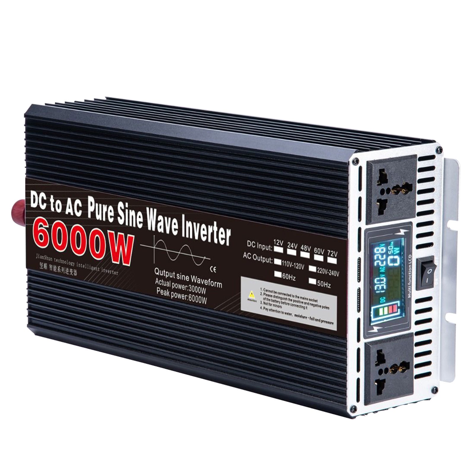 Tragbare Power 3000W 4000W 5000W 6000W 8000W Reine Sinus Welle Inverter DC 24V zu AC 110V 220V Spannung Konverter Auto Solar Inverter